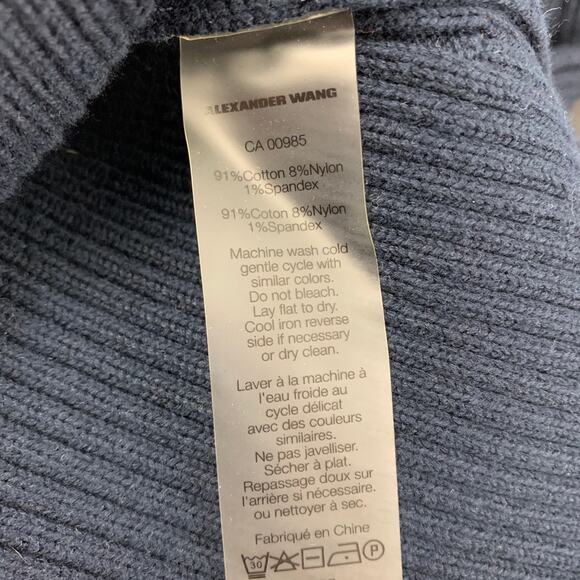 ALEXANDER WANG Size XS Navy Cotton Blend Ribbed Pullover - Picture 5 of 6